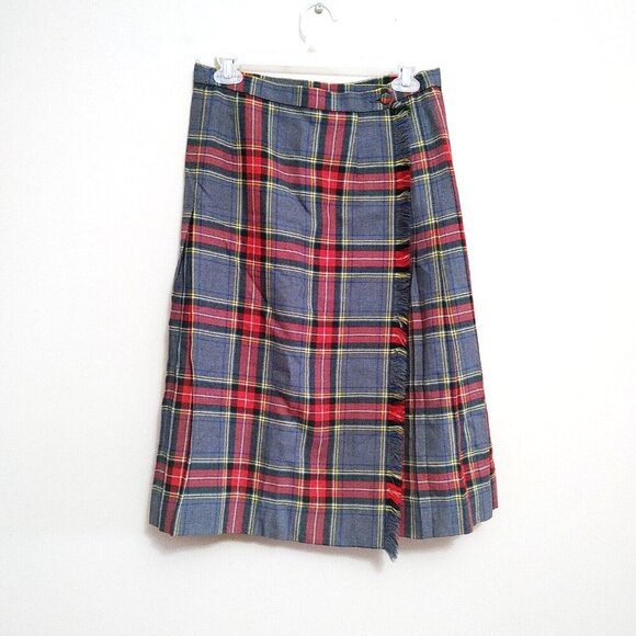 Highland Queen Grey Stewart Wool Kilt Womens Size 14 Dark Academia Vintage - Picture 1 of 3